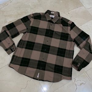 ORIGINAL PENGUIN Long Sleeve Button Down Olive Beige Plaid